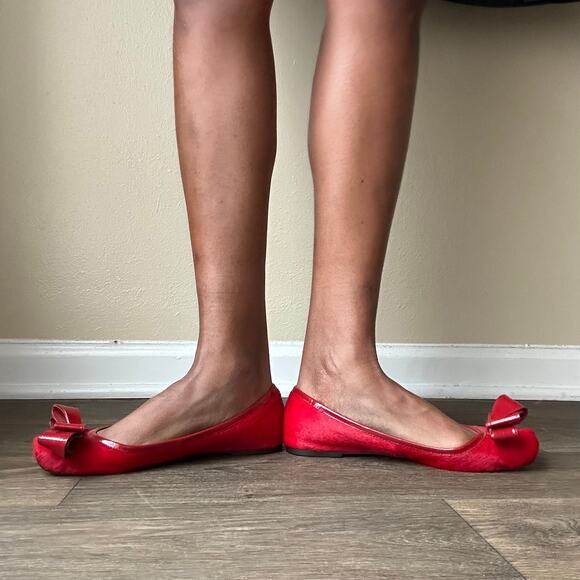 Lola Cruz Red Square Toe Bow Ballet Flats EU Size 39 US Size 8.5 - Picture 9 of 11